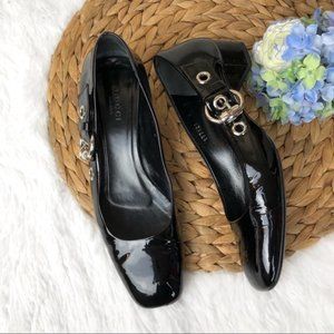 Gucci Patent Leather Horsebit Buckle Low Heel 6 B